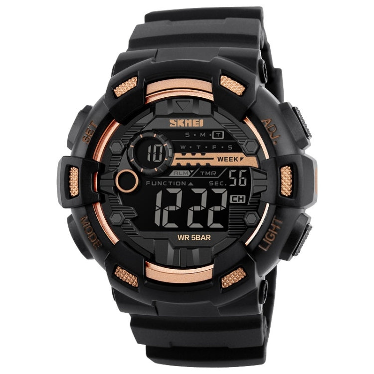 SKMEI 1243 Montre de Sport Homme Étanche Extérieure Digitale, Rouge, Noir, Doré
