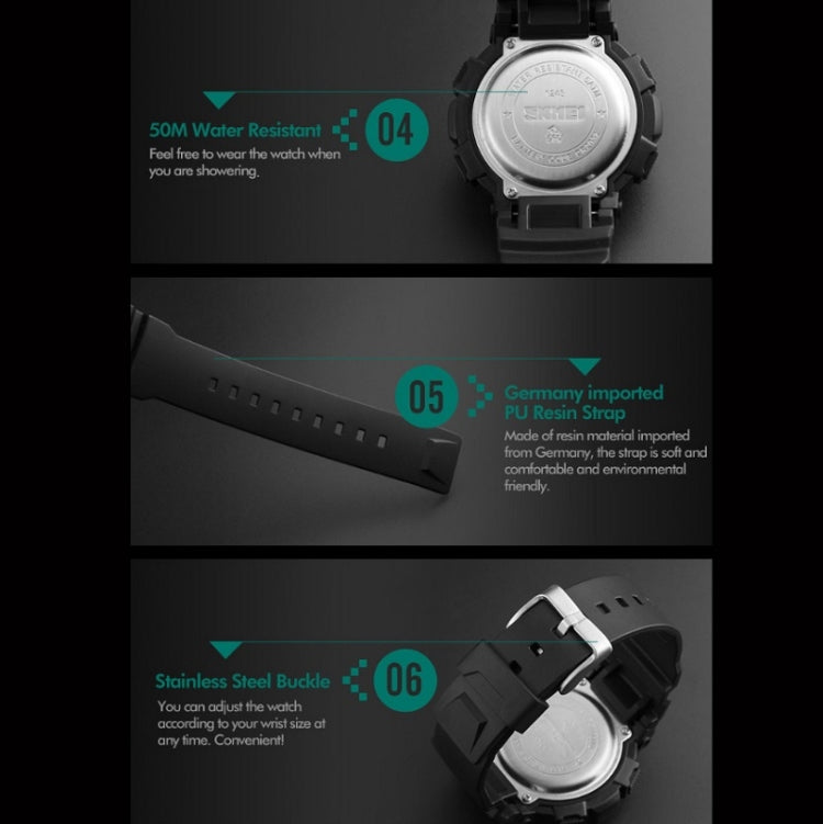 SKMEI 1243 Montre de Sport Homme Étanche Extérieure Digitale, Rouge, Noir, Doré