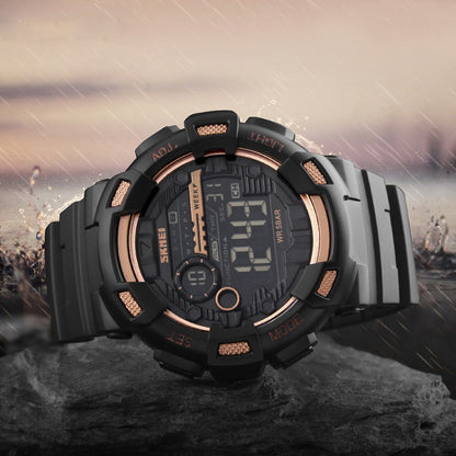 SKMEI 1243 Montre de Sport Homme Étanche Extérieure Digitale, Rouge, Noir, Doré