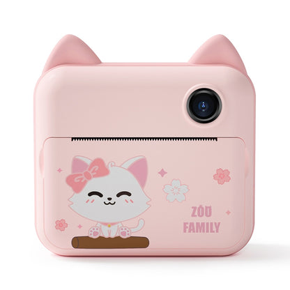 P1 No Card Children Instant Camera 1200W Front And Rear Dual-Lens Mini Print Photographic Digital Camera Toy(Green Dinosaur), Green Dinosaur No Card, Pink Cat No Card, Green Dinosaur 16GB, Pink Cat 16GB, Green Dinosaur 32GB, Pink Cat 32GB