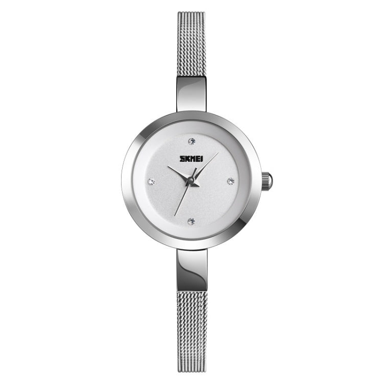 SKMEI 1390 Montre femme décontractée et professionnelle à bracelet en acier, mouvement à quartz léger, or rose, doré, argenté