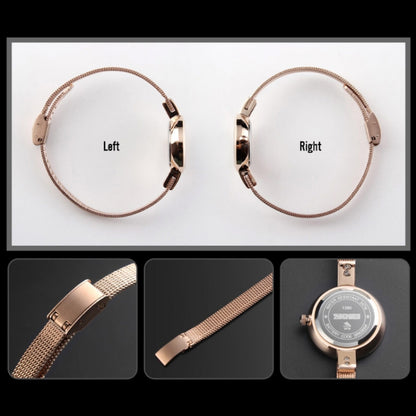 SKMEI 1390 Montre femme décontractée et professionnelle à bracelet en acier, mouvement à quartz léger, or rose, doré, argenté