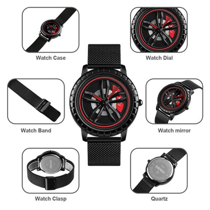 SKMEI 1634 Montre Homme Étanche Mode Quartz, Bracelet maille noir, Bracelet maille blanc, Bracelet acier noir, Bracelet acier blanc