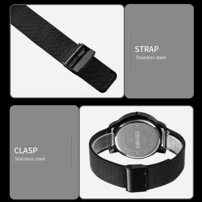 SKMEI 1634 Montre Homme Étanche Mode Quartz, Bracelet maille noir, Bracelet maille blanc, Bracelet acier noir, Bracelet acier blanc