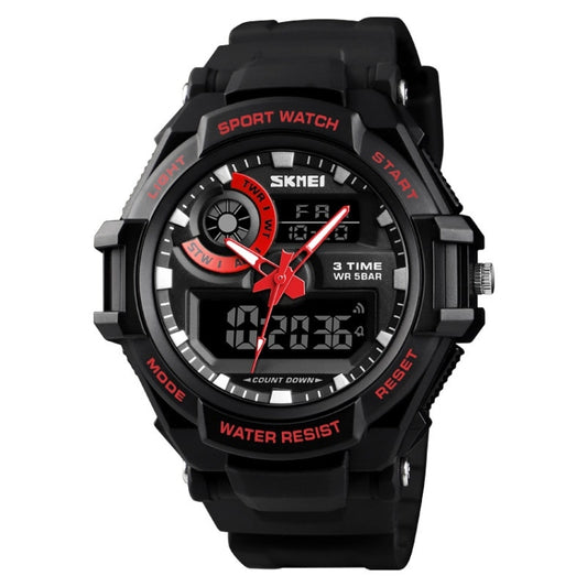 SKMEI 1357 Montre de sport numérique multifonctionnelle pour homme Montre étanche pour étudiant, Rouge, Bleu, Noir