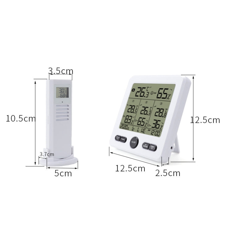 Three Dragged Multi-Function Wireless Thermometer And Hygrometer Indoor And Outdoor High-Precision Thermometer With Color Alarm, Wireless Thermometer