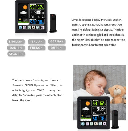 TS-3310 Wireless Weather Clock Multifunctional Color Screen Clock Creative Home Touch Screen Thermometer