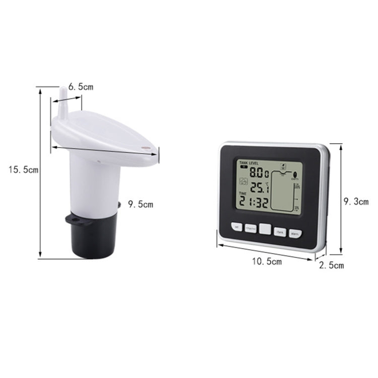 Jauge de niveau d'eau électronique ultrasonique multifonctionnelle TS-FT002 avec thermomètre de température intérieure et affichage de l'horloge, TS-FT002