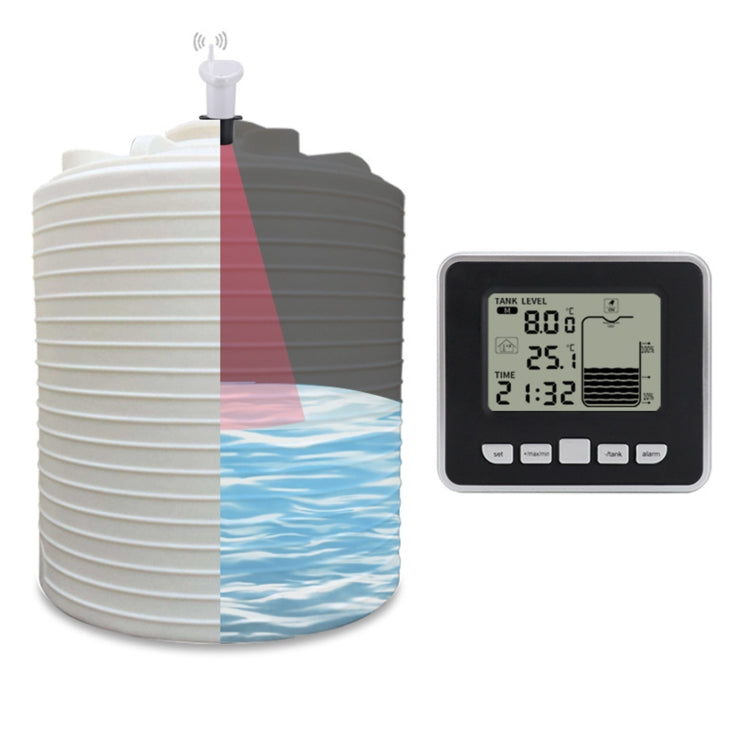 Jauge de niveau d'eau électronique ultrasonique multifonctionnelle TS-FT002 avec thermomètre de température intérieure et affichage de l'horloge, TS-FT002