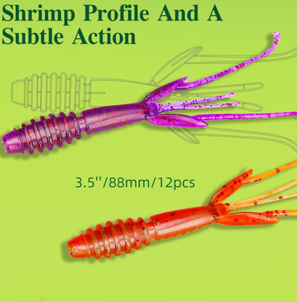 12 in 1 Salted Shrimp Type Fishy Lure Soft Bait Soft, 88mm/2.2g (12pcs/bag)
