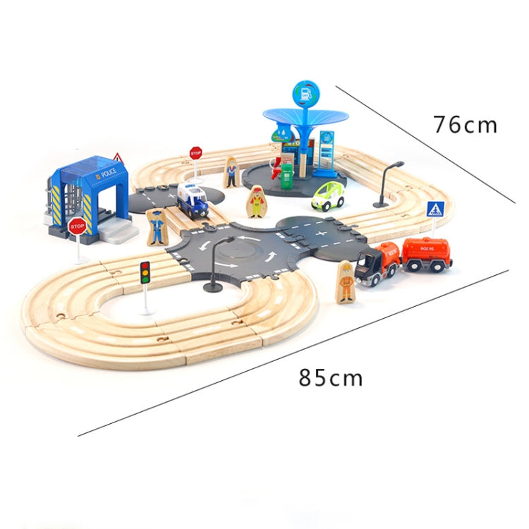 Ensemble de jeu multifonctionnel en bois avec piste routière pour poste de police, blocs de construction à assembler pour bébé, jouets éducatifs pour la petite enfance, ensemble de jeu avec piste routière pour poste de police
