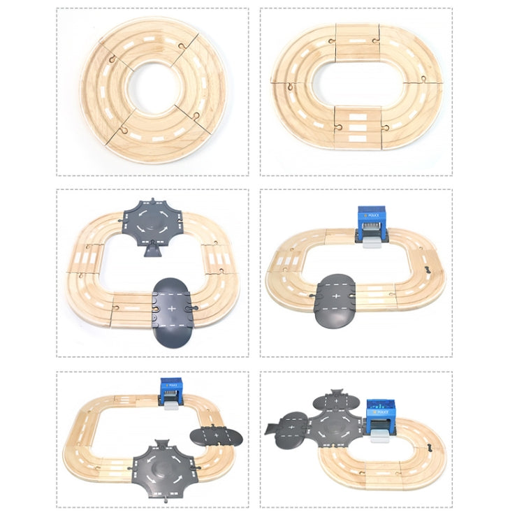 Ensemble de jeu multifonctionnel en bois avec piste routière pour poste de police, blocs de construction à assembler pour bébé, jouets éducatifs pour la petite enfance, ensemble de jeu avec piste routière pour poste de police