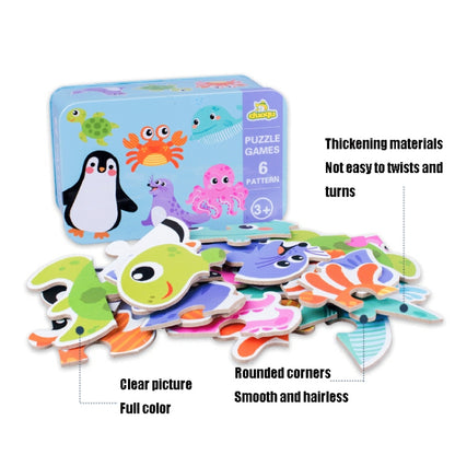 DUOQU Children Early Education Picture Puzzle Toy Box Set, Ocean Animal, Dinosaur, Wild Animal, Livestock  Animal, Transportation