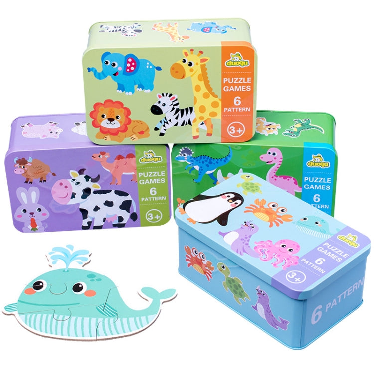 DUOQU Children Early Education Picture Puzzle Toy Box Set, Ocean Animal, Dinosaur, Wild Animal, Livestock  Animal, Transportation