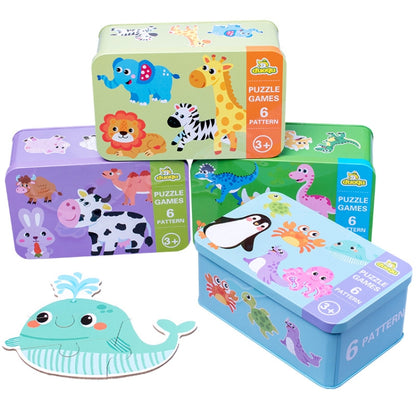 DUOQU Children Early Education Picture Puzzle Toy Box Set, Ocean Animal, Dinosaur, Wild Animal, Livestock  Animal, Transportation