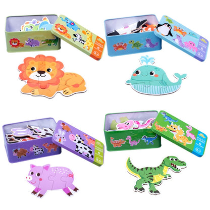 DUOQU Children Early Education Picture Puzzle Toy Box Set, Ocean Animal, Dinosaur, Wild Animal, Livestock  Animal, Transportation