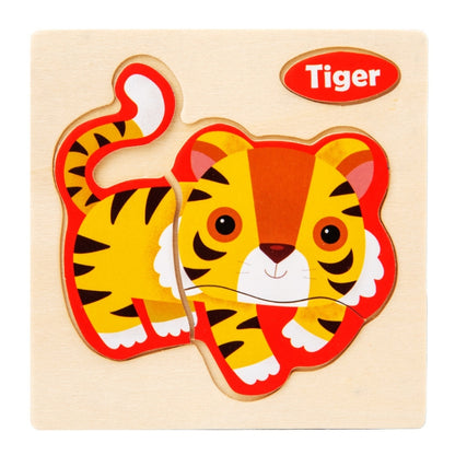 10 PCS Children Educational Animal Three-Dimensional Wooden Puzzle Toy, Panda, Tortoise, Police Car, Train, Fire Truck, Big Truck, Steamship, Owl, Cows, Rocket, Hot Air Balloon, Lion, Tiger, Elephant, Sea Lion, Crab, Aircraft, Pony, Goldfish, Bear