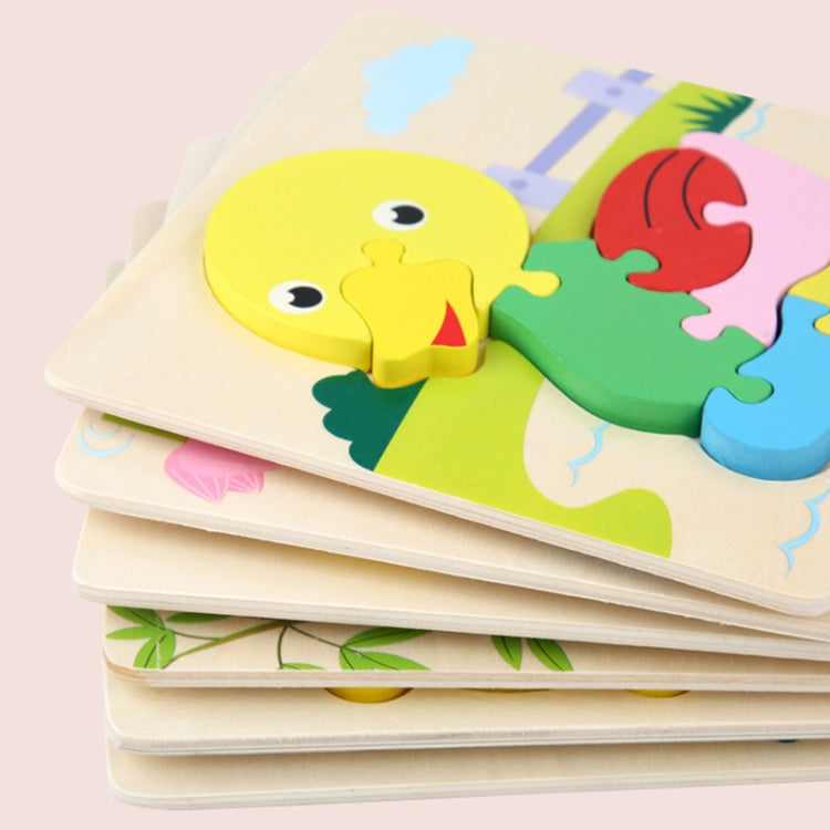 4 PCS / Sets Of Children Early Education Three-Dimensional Wooden Animal Puzzle Toys, Tiger + Kitten + Submarine + Ambulance, Elephant + Hippo + Whale + Ocean Fish, Panda + Bear + Rocket + Ship, Duck + Dragonfly + Rhino + Pony