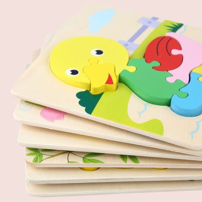 4 PCS / Sets Of Children Early Education Three-Dimensional Wooden Animal Puzzle Toys, Tiger + Kitten + Submarine + Ambulance, Elephant + Hippo + Whale + Ocean Fish, Panda + Bear + Rocket + Ship, Duck + Dragonfly + Rhino + Pony