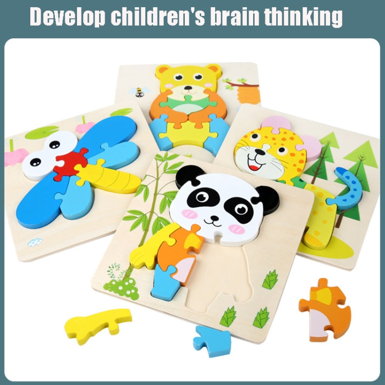 4 PCS / Sets Of Children Early Education Three-Dimensional Wooden Animal Puzzle Toys, Tiger + Kitten + Submarine + Ambulance, Elephant + Hippo + Whale + Ocean Fish, Panda + Bear + Rocket + Ship, Duck + Dragonfly + Rhino + Pony