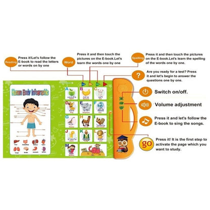 Livre numérique d'apprentissage anglais thaï, Puzzle, Livre audio électrique pour enfants, Orange, Vert