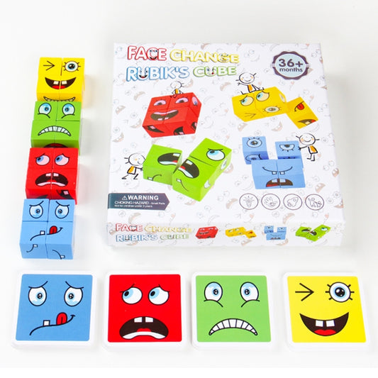 Wooden Children Puzzle Challenge Level Toy Expression Thinking Training Building Block, Small