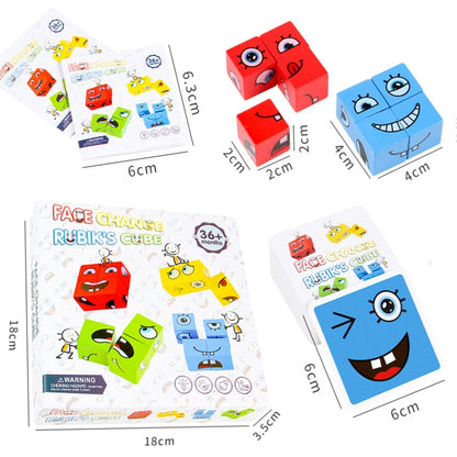 Wooden Children Puzzle Challenge Level Toy Expression Thinking Training Building Block, Small