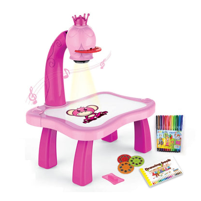 Tableau de projection intelligent pour enfants, ensemble de jouets multifonctionnels pour dessiner, bleu, rose