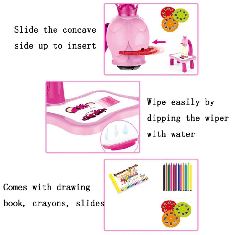 Tableau de projection intelligent pour enfants, ensemble de jouets multifonctionnels pour dessiner, bleu, rose