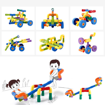 Jouet de construction de blocs de tuyaux en plastique éducatifs pour enfants, 72 pièces/ensemble, blocs de construction de tuyaux en plastique