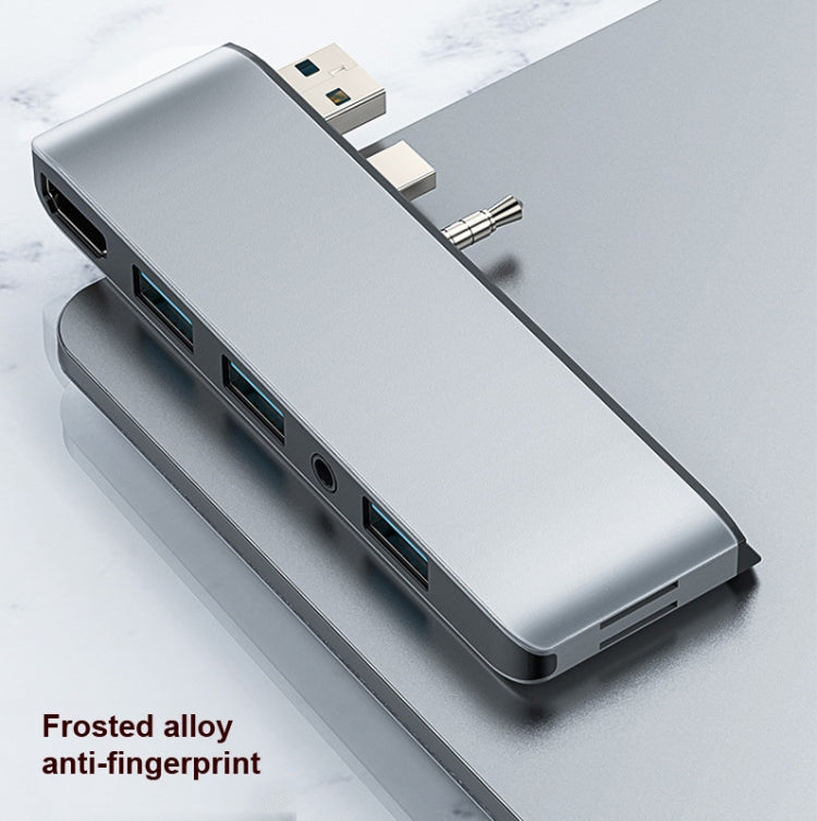 Cabledeconn T0409 Multifunctional USB 3.0 HUB Docking Station Network Cable Interface Converter, For Microsoft Surface Pro 7(with Network Port)