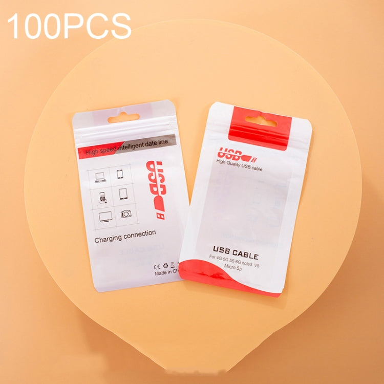 Sachet d'emballage pour câble de données, en plastique scellable, 100 pièces, 10,5 x 15 cm, 8 x 14 cm