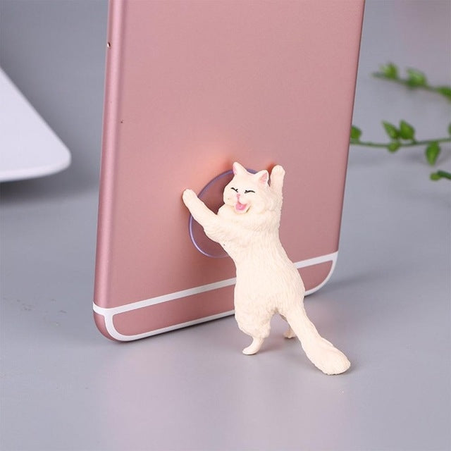 60 PCS Sucker Design Cute Cat Smartphone Holder, White, Gray, Orange, Brown orange, Black, White 02