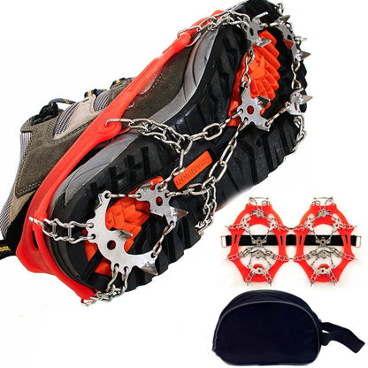 Crampons d'extérieur 18 dents en acier inoxydable 430, pointes antidérapantes pour chaussures de randonnée sur neige，Taille :, 18 dents M (Orange), 18 dents L (Noir)