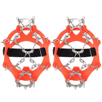13 Zähne Outdoor Edelstahl-Bergsteiger-Kletter-Steigeisen Trekking Anti-Rutsch-Schuhüberzüge, Größe:, 13 Zähne M（Orange）