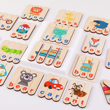 Casse-têtes en bois, Bâtonnets de glace pour mots d'orthographe (Maternelle), Bâtonnets de glace pour mots d'orthographe