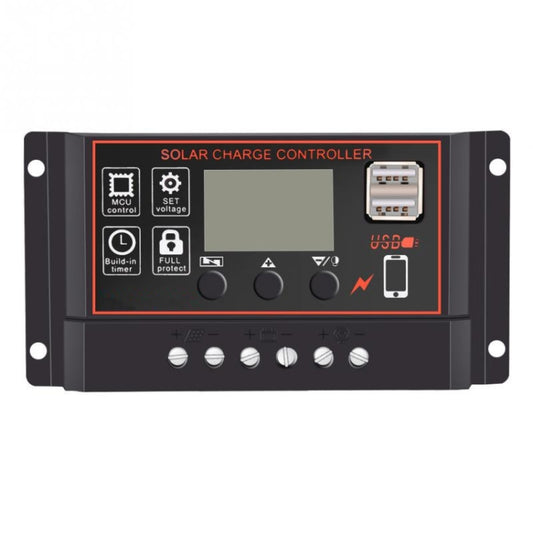 12V24V Simple Solar Controller Light Time Control Solar Charge And Discharge Controller With USB, 10A, 20A, 30A