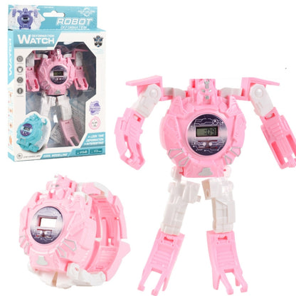 3 PCS Children Electronic Watch Cartoon Deformation Robot Toy Watch, Blue, Purple, Yellow, Pink