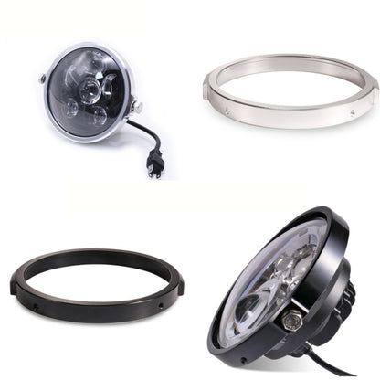 5.75 Inch Round Retro Headlight Ring Motorcycle Headlight Modification Parts, Black, Silver
