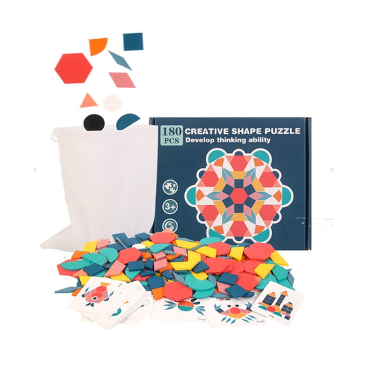 Puzzle en bois 180 pièces formes géométriques 3D, jouet éducatif précoce pour enfants, puzzle animaux 180 pièces