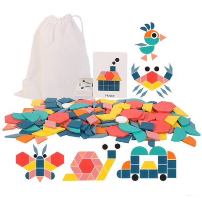 Puzzle en bois 180 pièces formes géométriques 3D, jouet éducatif précoce pour enfants, puzzle animaux 180 pièces