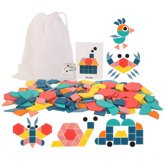 Puzzle en bois 180 pièces formes géométriques 3D, jouet éducatif précoce pour enfants, puzzle animaux 180 pièces