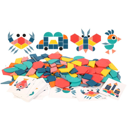 Puzzle en bois 180 pièces formes géométriques 3D, jouet éducatif précoce pour enfants, puzzle animaux 180 pièces