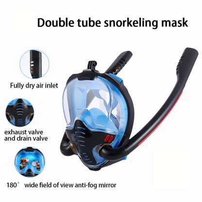 Masque de plongée tuba intégral en silicone à double tube, pour adultes, lunettes de natation, tailles S/M, L/XL