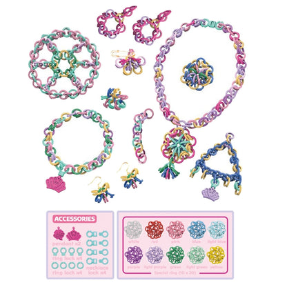 DIY Braided Bracelet Toy Beaded Braided Chain Link Maker Girl Dress Up Toy, Pink, Purple