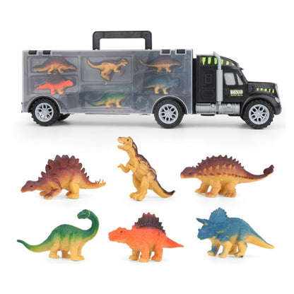 Ensemble de jouets modèle de camion de rangement portable dinosaure DIY pour enfants, camion dinosaure