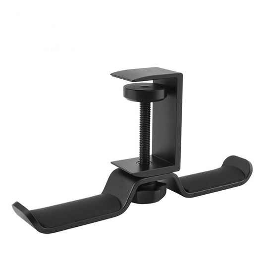 Universal Metal Headphone Double Bracket Headphone Hanger Desktop Lock Clip Headphone Display Shelf, Black, Silver