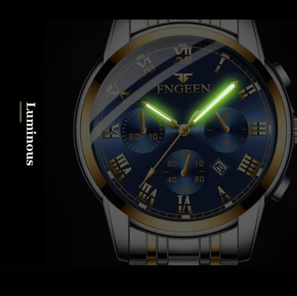 FNGEEN 4006 Montre mécanique automatique pour homme, étanche, montre à quartz, Cadran bleu or, Cadran noir or, Cadran blanc or, Cadran blanc acier, Cadran noir acier, Cadran bleu acier, Cadran noir acier...