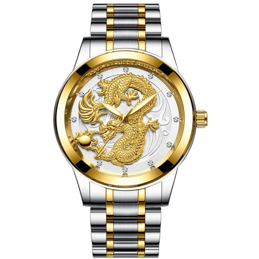 FNGEEN S666 Waterproof Luminous Non-Mechanical Watch Quartz Ultra-Thin Dragon Or Phoenix Pattern Couple Watch, Full Gold Gold Surface, Full Gold Black Surface, FullGold White Surface, Between Gold Gold Surface, Between Gold Black Surface