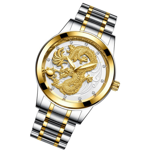 Montre FNGEEN S666 étanche, lumineuse, non mécanique, à quartz, ultra-mince, motif dragon ou phénix, pour couple, entièrement dorée, entièrement noire, entièrement blanche, dorée avec des touches dorées, dorée avec des touches noires…